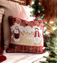 Load image into Gallery viewer, Tache Mr. &amp; Mrs. Snowman Couple Woven Tapestry Throw Pillow Cover (10323CC)