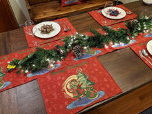 Load image into Gallery viewer, DaDa Bedding Set of 8 Pieces Red Santa Claus Holiday Table Tapestry - 4 Placemats, 2 Table Runners, 2 Throw Pillow Covers (17615)
