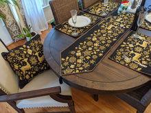 Load image into Gallery viewer, DaDa Bedding Magical Golden Reindeer Woven Tapestry Dining Table Runner (18272)