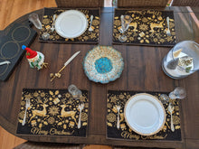Load image into Gallery viewer, DaDa Bedding Set of 4-Pieces Magical Golden Reindeer Woven Tapestry Dining Table Placemats 13” x 19”