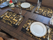 Load image into Gallery viewer, DaDa Bedding Set of 4-Pieces Magical Golden Reindeer Woven Tapestry Dining Table Placemats 13” x 19”