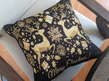 Load image into Gallery viewer, DaDa Bedding Magical Golden Reindeer Woven Tapestry Throw Pillow Covers 16&quot; x 16&quot;