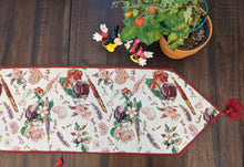 Load image into Gallery viewer, DaDa Bedding Sweet Heart Love Notes Pink Floral Woven Tapestry Dining Table Runner (18273)