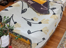 Load image into Gallery viewer, DaDa Bedding Yellow Fleur Botanical Sunshine Golden Floral Woven Tapestry Throw Blanket - 50” x 60” (18112)