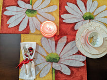 Load image into Gallery viewer, Tache Daisy Loves Me Not Floral Red &amp; Yellow Tapestry Placemat Set (9046)