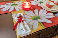 Load image into Gallery viewer, Tache Daisy Loves Me Not Floral Red &amp; Yellow Tapestry Placemat Set (9046)