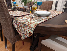 Load image into Gallery viewer, DaDalogy Bedding Cottage Mughal Floral Woven Tapestry Table Runner, Light Fleur White Botanical Vintage (18196)