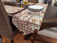 Load image into Gallery viewer, DaDalogy Bedding Cottage Mughal Floral Woven Tapestry Table Runner, Light Fleur White Botanical Vintage (18196)