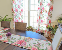 Load image into Gallery viewer, DaDa Bedding Romantic Roses Pink White Lovely Floral Quilted Dining Table Runner (879)