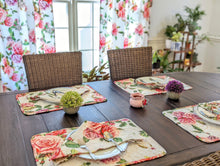Load image into Gallery viewer, DaDa Bedding Set of 4-Pieces Romantic Roses Pink Floral Quilted Dining Placemats 13” x 19” (879)
