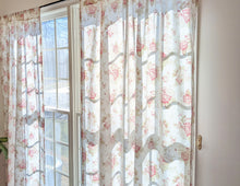 Load image into Gallery viewer, DaDa Bedding Set of 2-Pieces Hint of Mint Dainty Floral Pink Roses Cottage Sheer Window Panel Curtains (JHW3036)