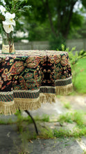 Load image into Gallery viewer, Tache Elegant Black Ornate Paisley Woven Tapestry Tablecloth (18192)