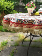 Load image into Gallery viewer, Tache Elegant Ivory Colorful Ornate Paisley Woven Tapestry Tablecloth (18193)