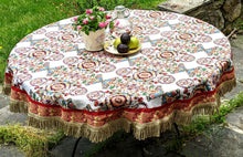 Load image into Gallery viewer, Tache Elegant Ivory Colorful Ornate Paisley Woven Tapestry Tablecloth (18193)