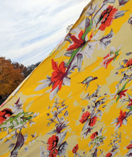 Load image into Gallery viewer, DaDa Bedding Set of 2 Radiant Sunshine Yellow Floral Window Curtain Panels - Natural Semi Sheer Hummingbirds Farmhouse Red Flowers Straight Tailored Edge