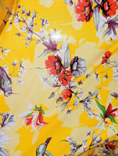 Load image into Gallery viewer, DaDa Bedding Set of 2 Radiant Sunshine Yellow Floral Window Curtain Panels - Natural Semi Sheer Hummingbirds Farmhouse Red Flowers Straight Tailored Edge