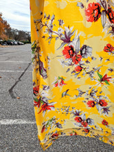 Load image into Gallery viewer, DaDa Bedding Set of 2 Radiant Sunshine Yellow Floral Window Curtain Panels - Natural Semi Sheer Hummingbirds Farmhouse Red Flowers Straight Tailored Edge