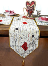 Load image into Gallery viewer, Tache Romantic I Love You Valentine’s Beige Woven Tapestry Table Runner (18111)