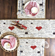 Load image into Gallery viewer, Tache Romantic Valentine’s Love Letter Beige Woven Tapestry Placemat Set (18111)