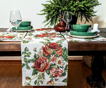 Load image into Gallery viewer, Tache Sweet Roses Vintage Ivory Woven Floral Tapestry Table Runners (17593TR)