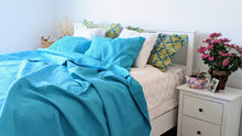 Load image into Gallery viewer, DaDa Bedding Gentle Wave Turquoise Teal Blue Lagoon Lightweight Quilted Bedspread Set (LH3000)