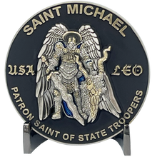 Load image into Gallery viewer, BL11-007 CSP Connecticut State Police Trooper Saint Michael Patron Saint Challenge Coin ST. MICHAEL