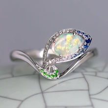 Load image into Gallery viewer, Peacock Dream - Australian Opal Diamond Engagement Ring in 18K White Gold
