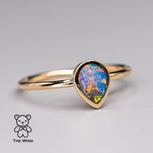 Load image into Gallery viewer, Geometric Pear Shaped Australian Doublet Opal Engagement Ring 14K Yellow Gold