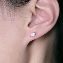 Load image into Gallery viewer, Minimalist Pear Shaped Australian Solid Opal Stud Earrings 14K Yellow Gold