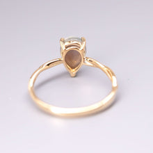 Load image into Gallery viewer, Pear Shaped Black Opal Twist Band Engagement Ring 18K Yellow Gold