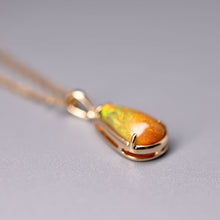 Load image into Gallery viewer, Minimal Pear Ethiopian Opal Pendant Necklace 14k Yellow Gold