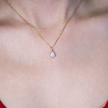 Load image into Gallery viewer, Pear Shaped Australian Solid Opal Necklace 14k Yellow Gold