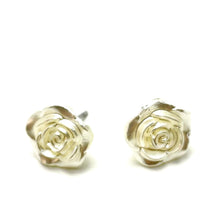 Load image into Gallery viewer, Pearly Ivory Rose Button Stud Earrings