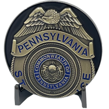 Load image into Gallery viewer, BL11-001 PSP Pennsylvania State Police Trooper Saint Michael Patron Saint Challenge Coin ST. MICHAEL