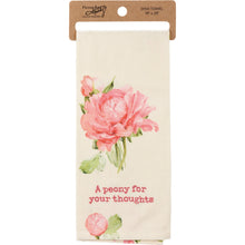 Load image into Gallery viewer, Peony For Your Thoughts Dish Cloth Towel | Cotten Linen Novelty Tea Towel | Cute Kitchen Hand Towel | 18&quot; x 28&quot;