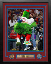 Load image into Gallery viewer, The Phillie Phanatic &amp; Jason Kelce Rally the Phillies Framed NLCS Baseball Photo