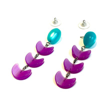 Load image into Gallery viewer, Teal and Lilac Moonglow Fish Scale Earrings