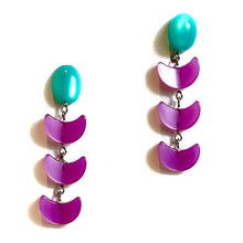 Load image into Gallery viewer, Teal and Lilac Moonglow Fish Scale Earrings