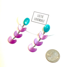 Load image into Gallery viewer, Teal and Lilac Moonglow Fish Scale Earrings