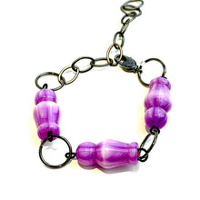 Load image into Gallery viewer, Lilac Striped Moonglow Chess Piece Stations Bracelet