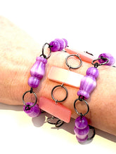 Load image into Gallery viewer, Lilac Striped Moonglow Chess Piece Stations Bracelet