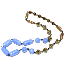Load image into Gallery viewer, Marbled Iris &amp; Faceted Copper Carmen Necklace