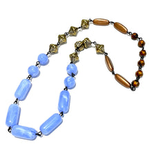 Load image into Gallery viewer, Marbled Iris &amp; Faceted Copper Carmen Necklace