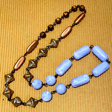 Load image into Gallery viewer, Marbled Iris &amp; Faceted Copper Carmen Necklace