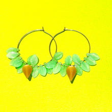 Load image into Gallery viewer, Opal Leaves Hoop Earrings