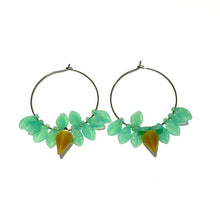 Load image into Gallery viewer, Opal Leaves Hoop Earrings