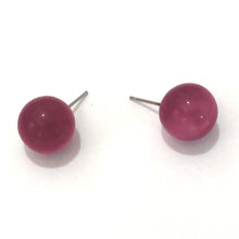 Load image into Gallery viewer, Cranberry Moonglow Ball Stud Earrings