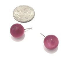 Load image into Gallery viewer, Cranberry Moonglow Ball Stud Earrings
