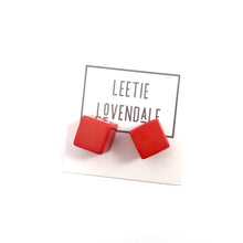 Load image into Gallery viewer, Tomato Red Jumbo Cube Stud Earrings