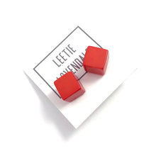 Load image into Gallery viewer, Tomato Red Jumbo Cube Stud Earrings